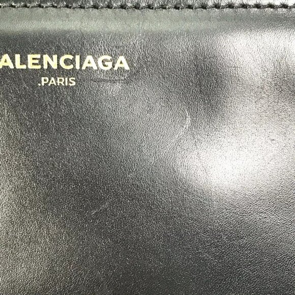 BALENCIAGA 347238 logo Bag Clutch bag Leather / Mouton Black/White - Picture 9 of 16